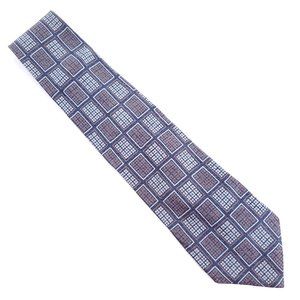 Barneys New York Men Silk Blend Tie Check Blue Brown 59x4 - NWOT - made in Italy